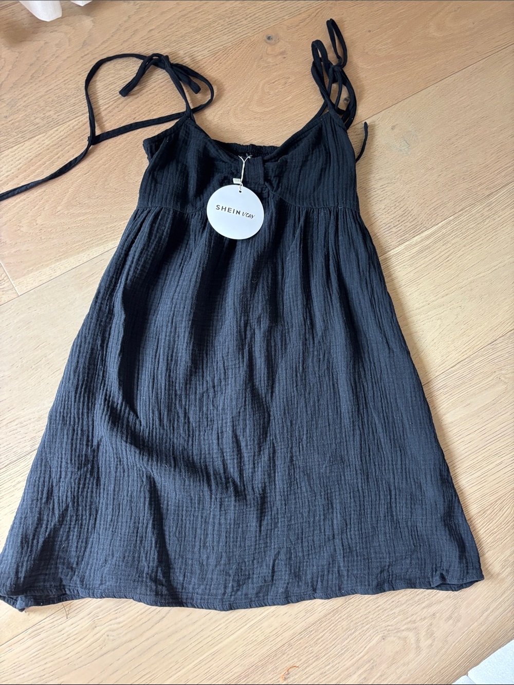 SHEIN Vcay Black Tie-Strap Mini Dress size XS 2
